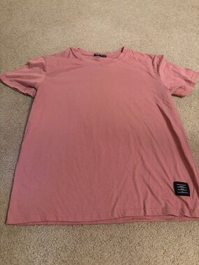 ROMWE Men's Dusty Pink Crew Neck Short Sleeve Tee